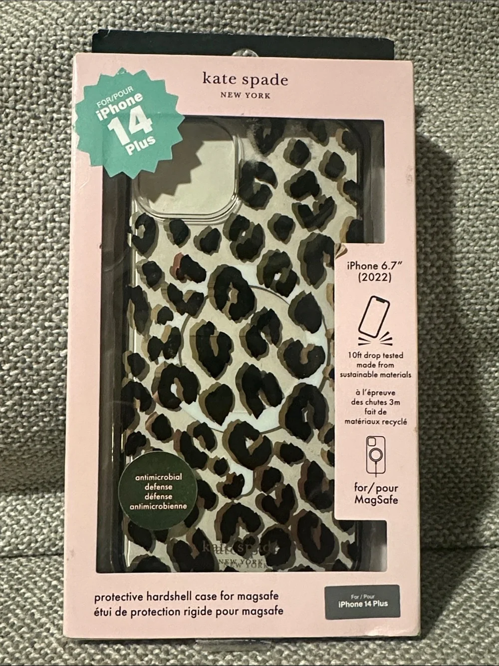 kate spade Leopard Print iPhone 14 Plus Case - Cream & Black new